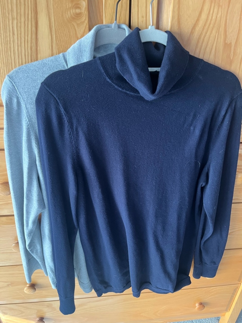 Talbots Navy and Light Gray Turtleneck Sweaters